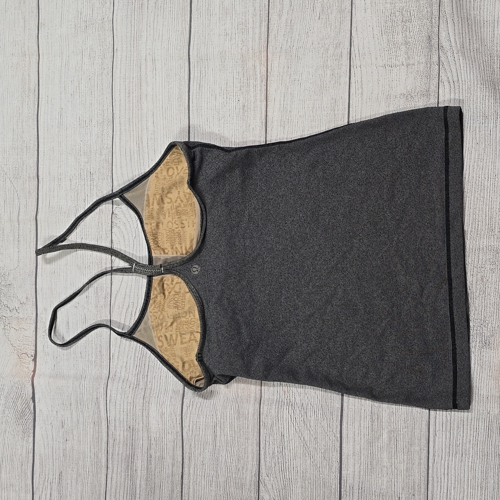 Lululemon Power Y TankHeathered Black / Black Size 6 - Picture 2 of 5